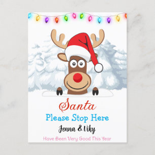 Personalised Custom Name - Santa Please Stop Here Postcard