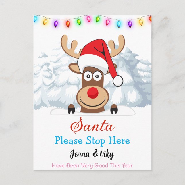 Personalised Custom Name - Santa Please Stop Here Postcard (Front)