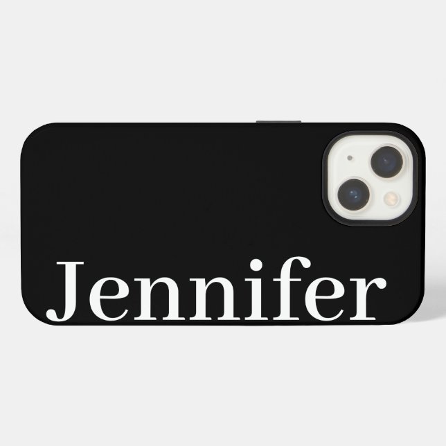 Personalised Custom Name Simple Elegant Black  iPhone Case (Back Horizontal)