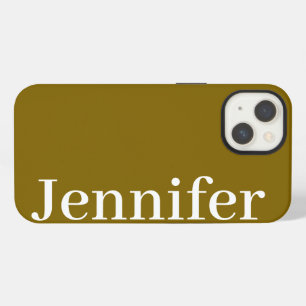 Personalised Custom Name Simple Elegant Brown iPhone 13 Case
