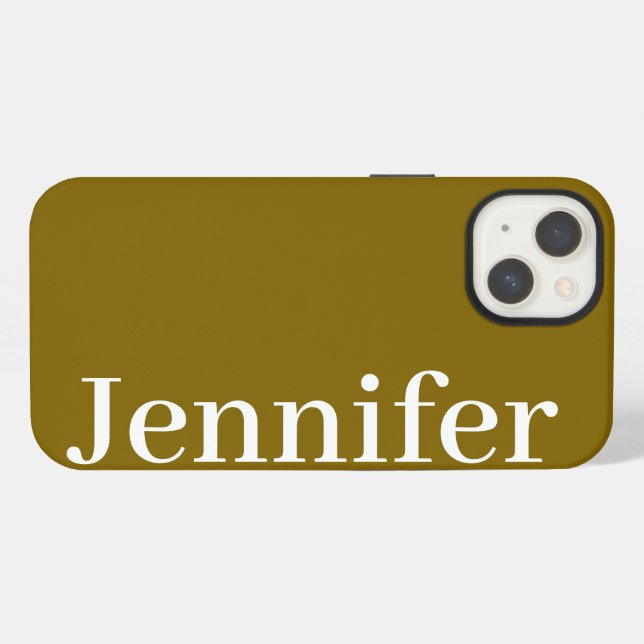 Personalised Custom Name Simple Elegant Brown  iPhone Case (Back Horizontal)