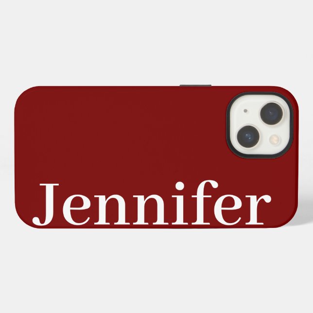 Personalised Custom Name Simple Elegant Cherry Red iPhone Case (Back Horizontal)