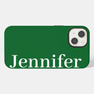 Personalised Custom Name Simple Elegant Dark Green iPhone 13 Case