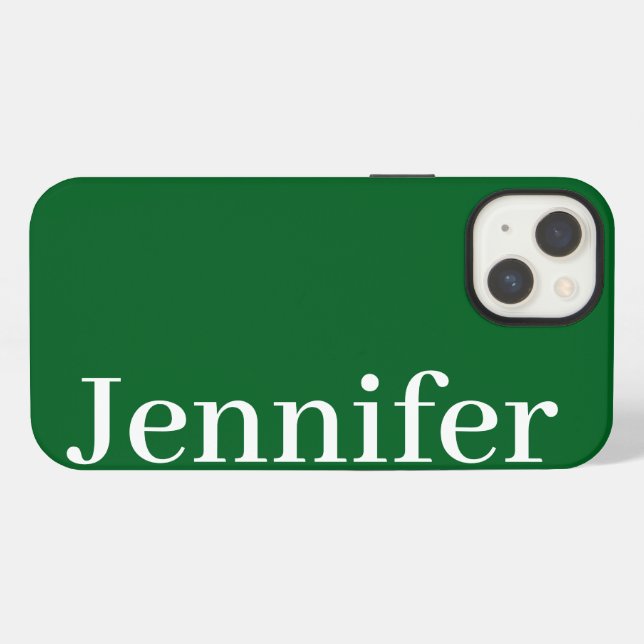 Personalised Custom Name Simple Elegant Dark Green iPhone Case (Back Horizontal)