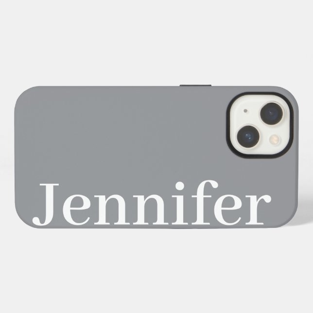 Personalised Custom Name Simple Elegant Dark Grey  iPhone Case (Back Horizontal)