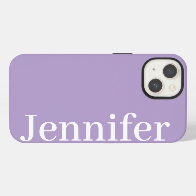 Personalised Custom Name Simple Elegant Lavender iPhone Case (Back Horizontal)
