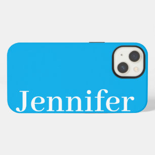 Personalised Custom Name Simple Elegant Ocean Blue iPhone 13 Case