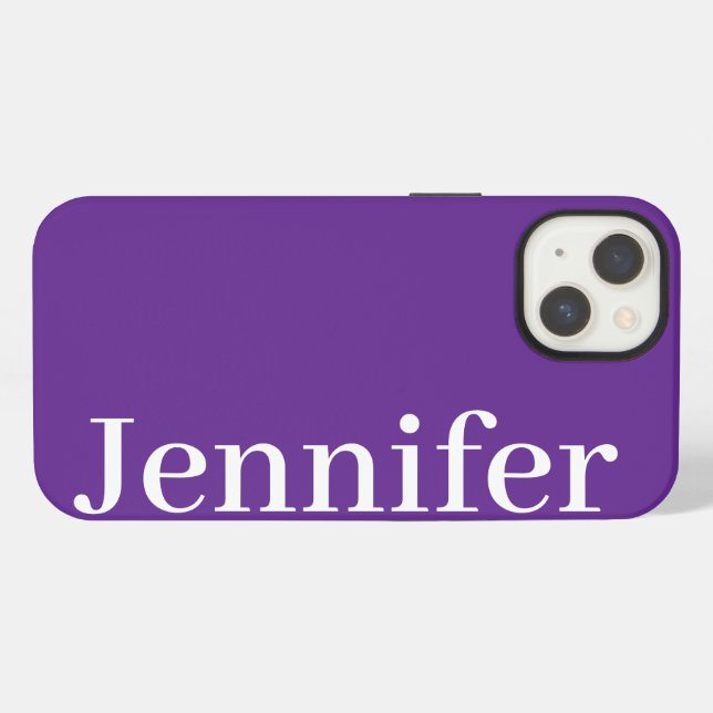 Personalised Custom Name Simple Elegant Purple iPhone Case (Back Horizontal)