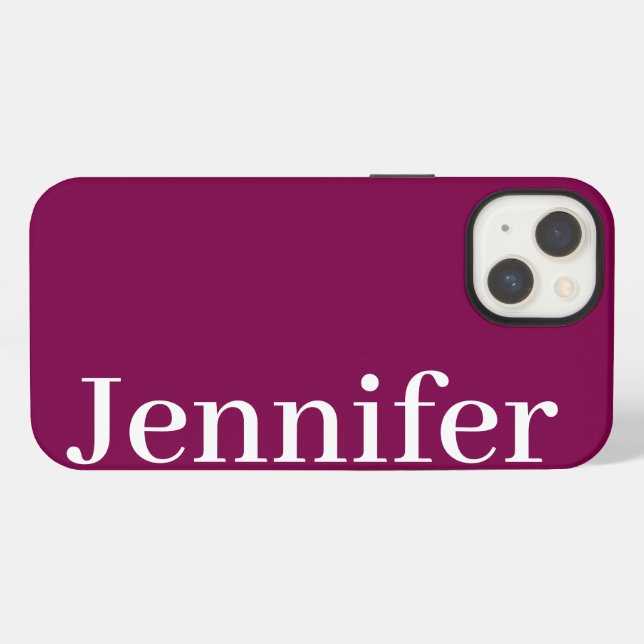 Personalised Custom Name Simple Elegant Wine Colou iPhone Case (Back Horizontal)