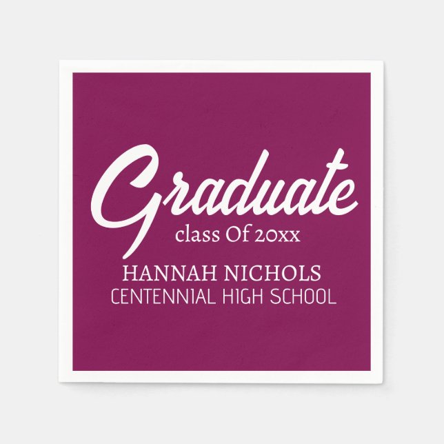 Personalised Custom Name Stylish Modern Graduation Napkin (Front)
