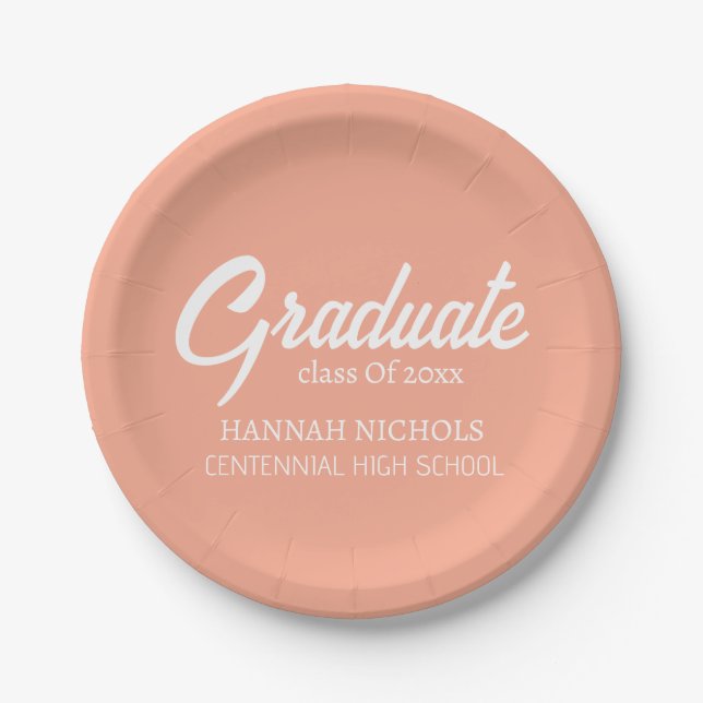 Personalised Custom Name Stylish Modern Graduation Paper Plate (Front)