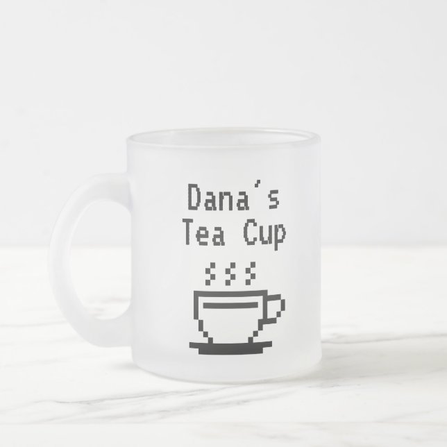 Personalised custom name tea glass gift frosted glass coffee mug (Left)
