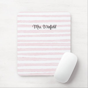 Personalised Custom Name Teacher Pink Lines Mouse Mat