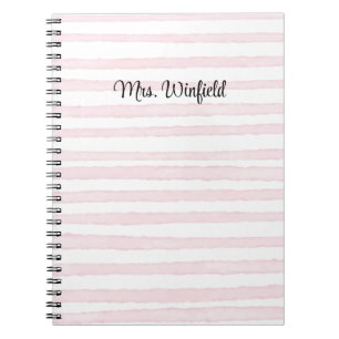 Personalised Custom Name Teacher Pink Lines Notebook