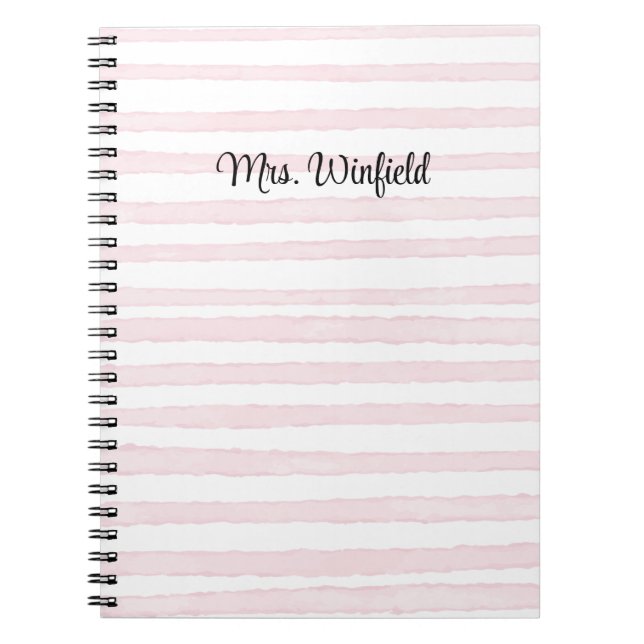 Personalised Custom Name Teacher Pink Lines Notebook (Front)
