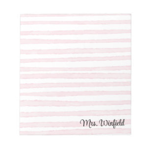 Personalised Custom Name Teacher Pink Lines Notepad