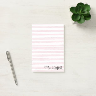 Personalised Custom Name Teacher Pink Lines Post-it Notes