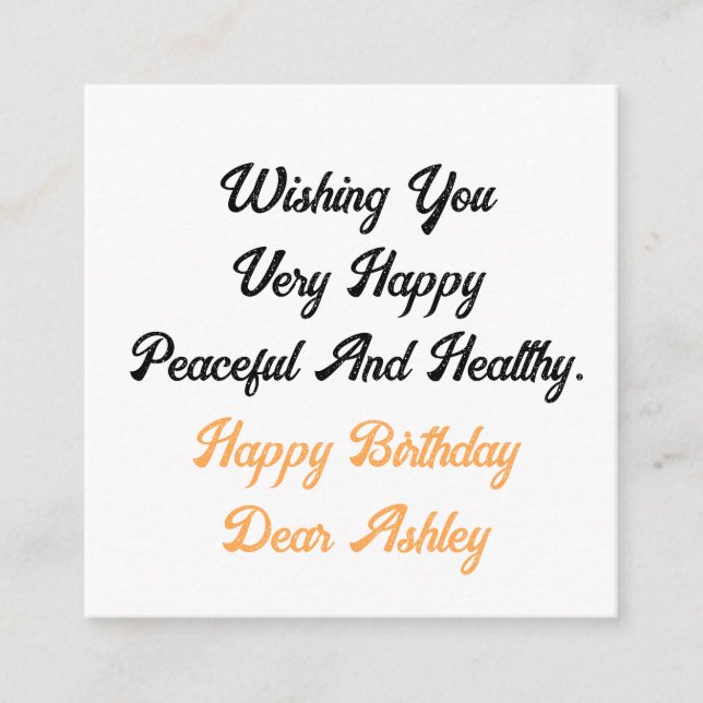 Personalised Custom Name Text Photo Happy Birthday Enclosure Card (Front)
