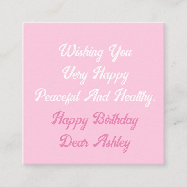 Personalised Custom Name Text Photo Happy Birthday Enclosure Card (Front)