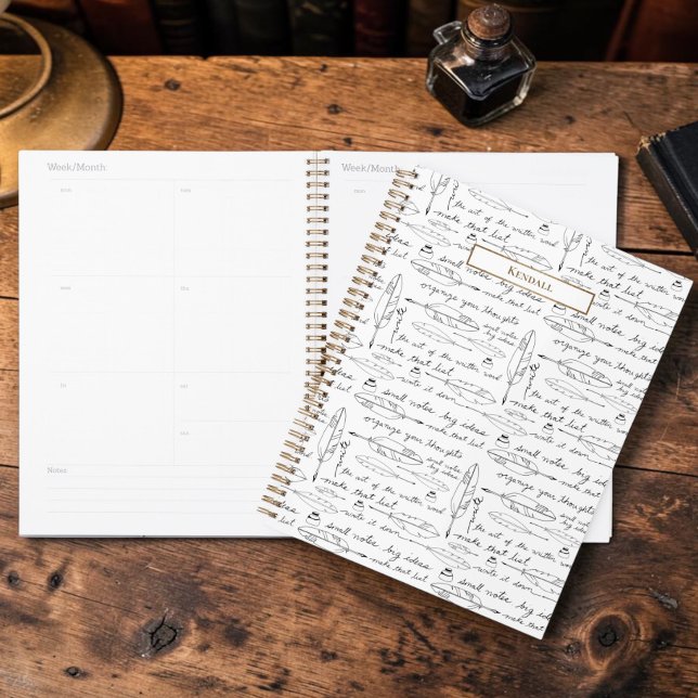 Personalised Custom Name Writer's Gift Planner (Personalized writer's planner with handwritten script.)