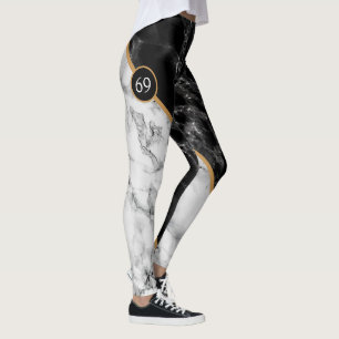 Personalised Custom Number Marble Leggings