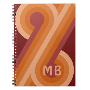Personalised Custom Orange Dark Red Retro Art Notebook