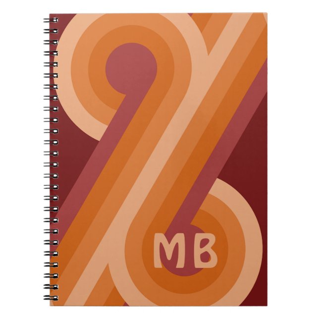 Personalised Custom Orange Dark Red Retro Art Notebook (Front)