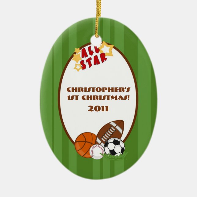 Personalised Custom Ornament All Star Green (Front)