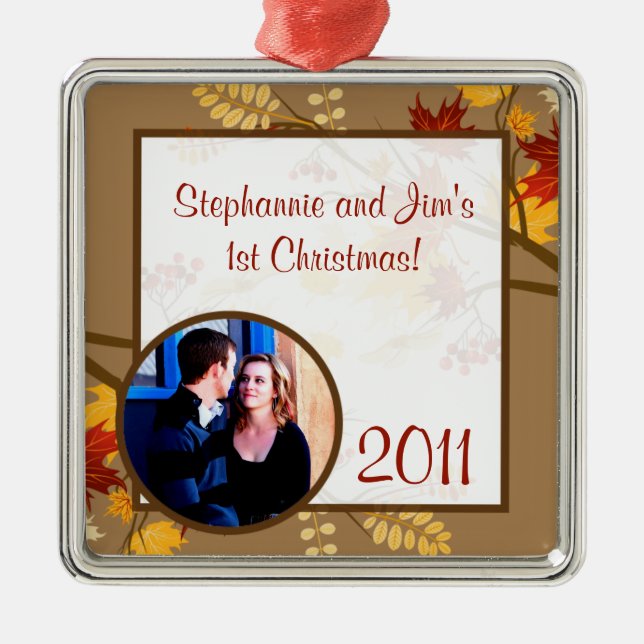 Personalised Custom Ornament Autumn Branch Leaves (Front)