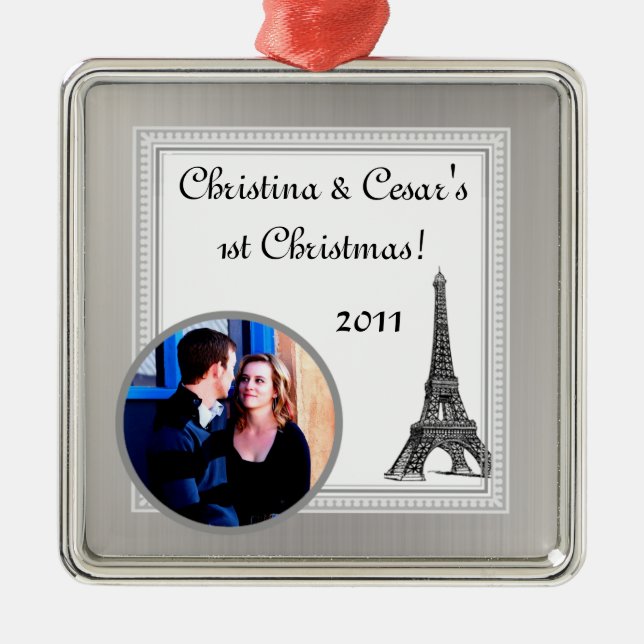 Personalised Custom Ornament Black Eiffel Tower (Front)