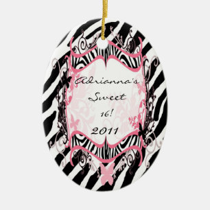 Personalised Custom Ornament Butterfly Zebra Print