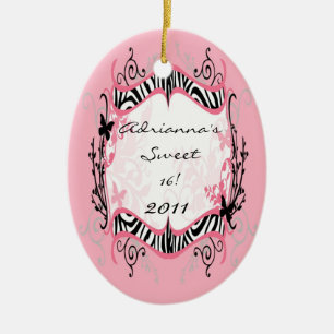 Personalised Custom Ornament Butterfly Zebra Print