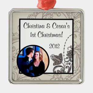 Personalised Custom Ornament Grey Flourish Swirls