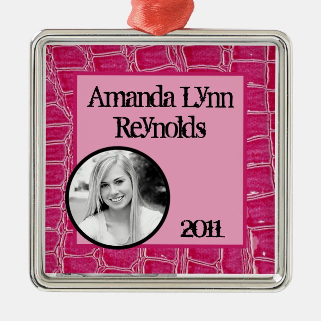 Personalised Custom Ornament Hot Pink Croc Faux (Front)