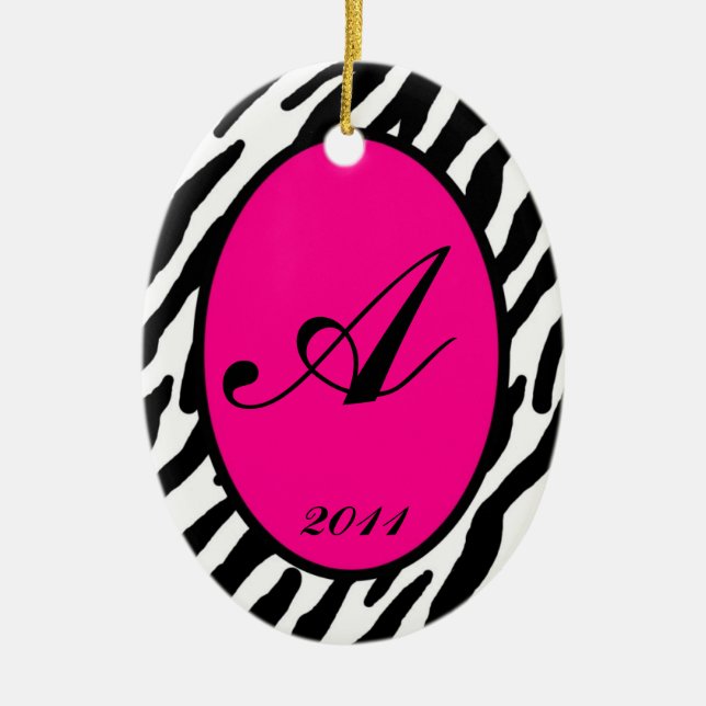 Personalised Custom Ornament Hot Pink Zebra Print (Front)