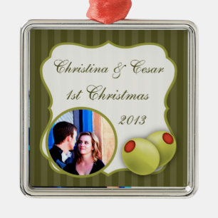 Personalised Custom Ornament Martini Olives Green