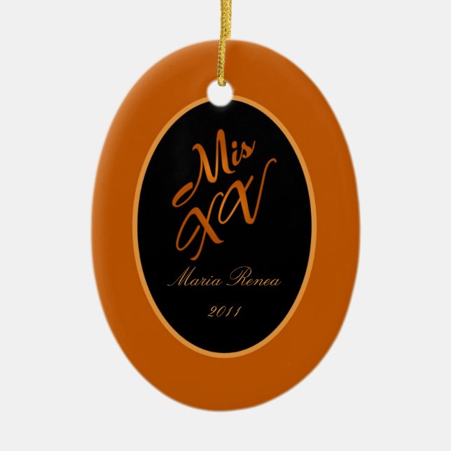 Personalised Custom Ornament Mis XV Orange (Front)