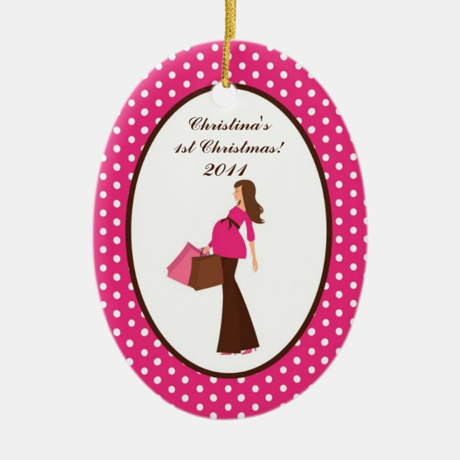 Personalised Custom Ornament Mod Mum Polka Do (Front)