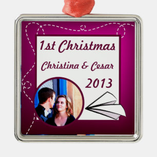 Personalised Custom Ornament Paper Plane Purple Lo
