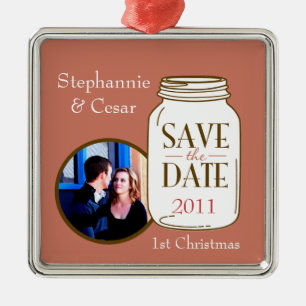 Personalised Custom Ornament Pink/Brown Mason Jars