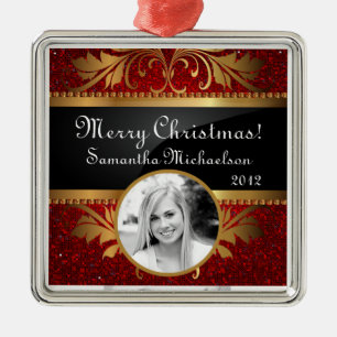 Personalised Custom Ornament Red Glitter Sequin
