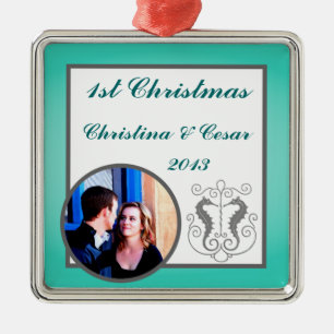 Personalised Custom Ornament Seahorse Anchor Turqu