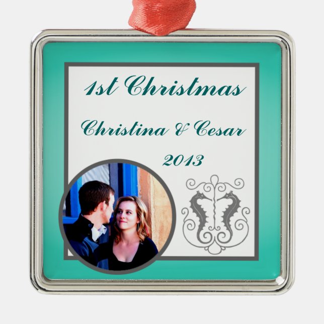 Personalised Custom Ornament Seahorse Anchor Turqu (Front)