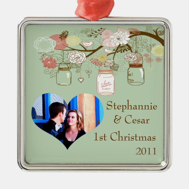 Personalised Custom Ornament Spring Floral Mason (Front)