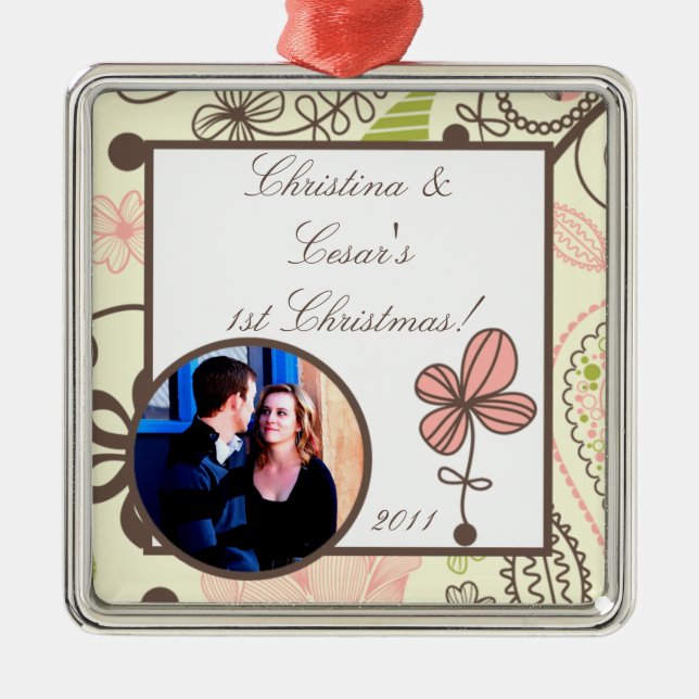 Personalised Custom Ornament Spring Pink/Green Flo (Front)