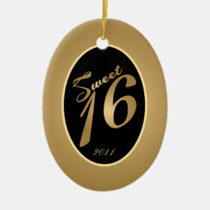 Personalised Custom Ornament Sweet 16 Gold