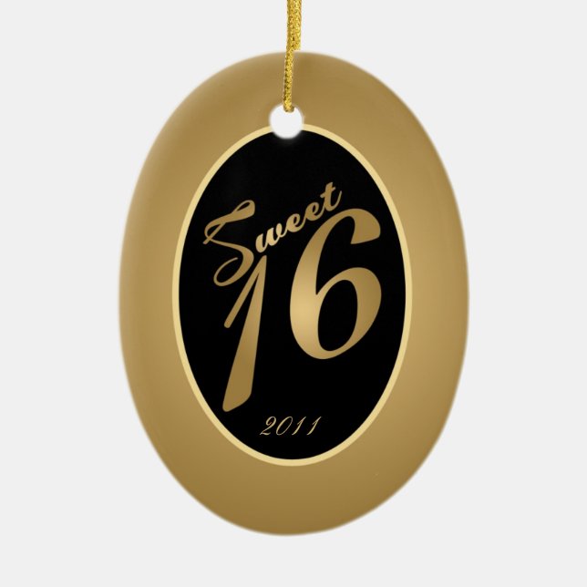 Personalised Custom Ornament Sweet 16 Gold (Front)