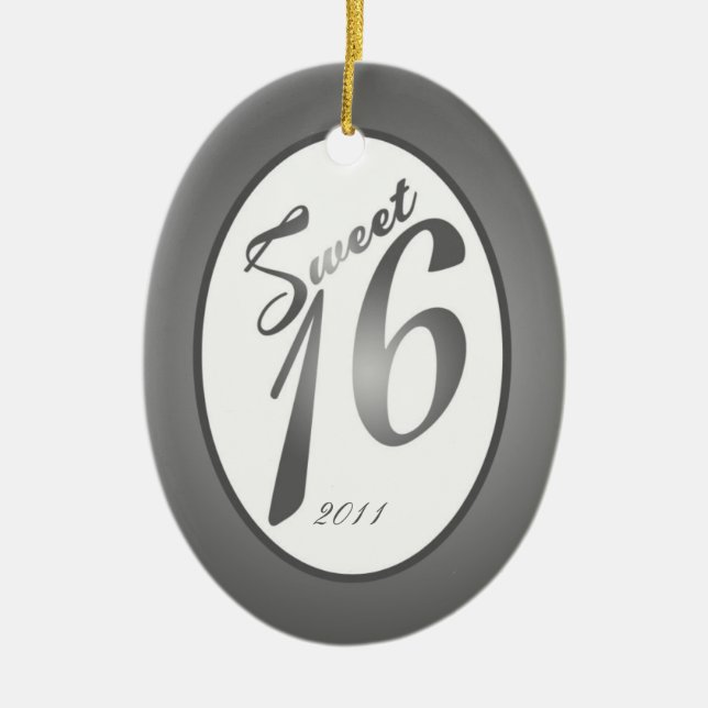 Personalised Custom Ornament Sweet 16 Silver (Front)