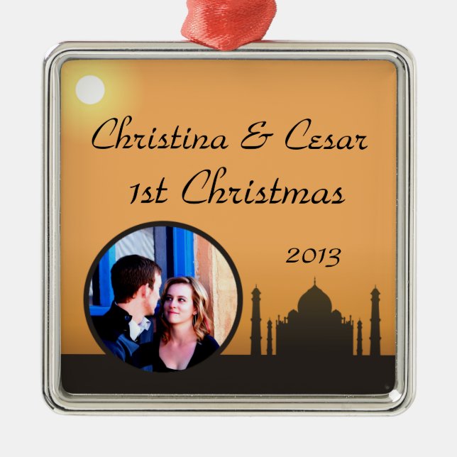 Personalised Custom Ornament Taj Mahal Sunset Oran (Front)