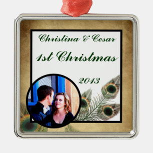 Personalised Custom Ornament Vintage Peacock Green